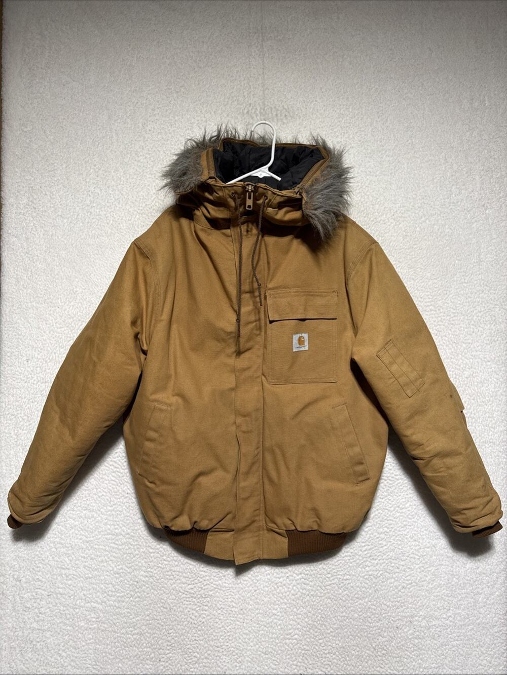 VTG 1994 UWU Carhartt Arctic Lined Duck Parka Faux Fur Hood Mens XL Union Made